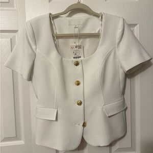 Zara White Blazer with Gold Buttons